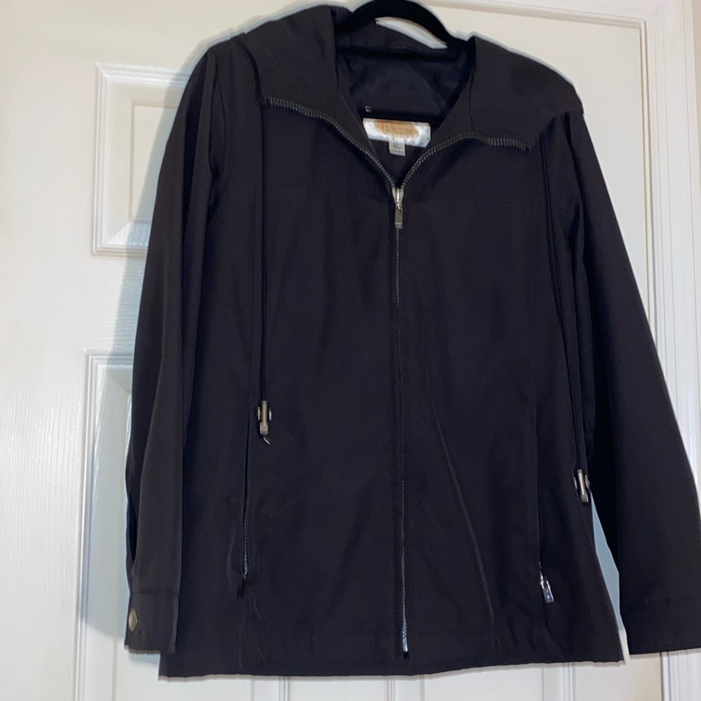 Talbots Vintage Women’s Water Resistant Hooded Lightweight in Black Jacket SZ S